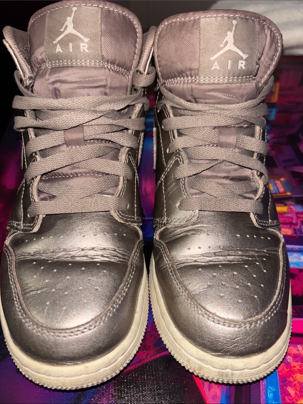 Nike Men’s Metallic Gray/Gold High-Top Sneakers